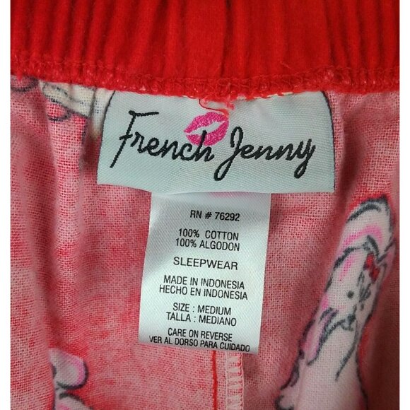 French Jenny Red Cotton Pajama Pants M Peppermint Dogs Holiday Print Lounge Wear - Picture 5 of 6